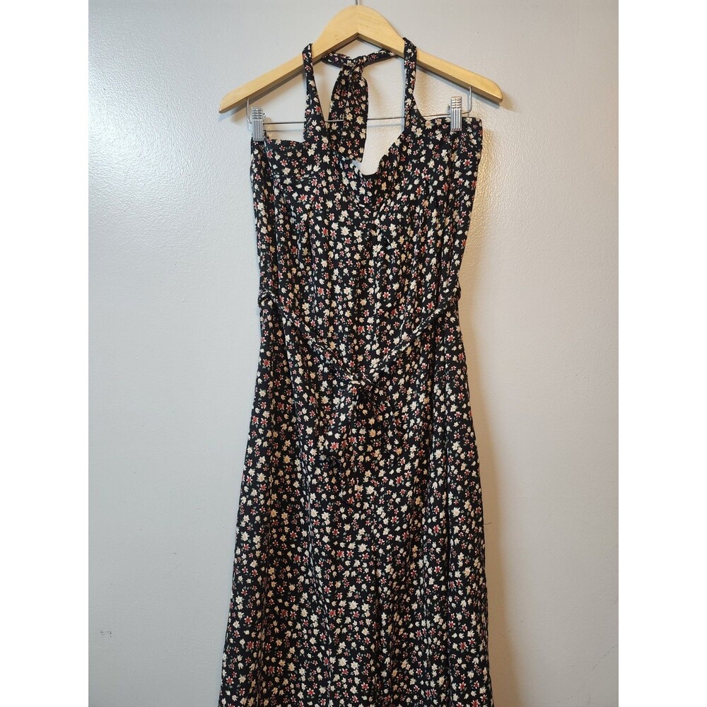 Abercrombie & Fitch Ditsy Floral Sleeveless Halter Wide Leg Crop 90s Jumpsuit LT